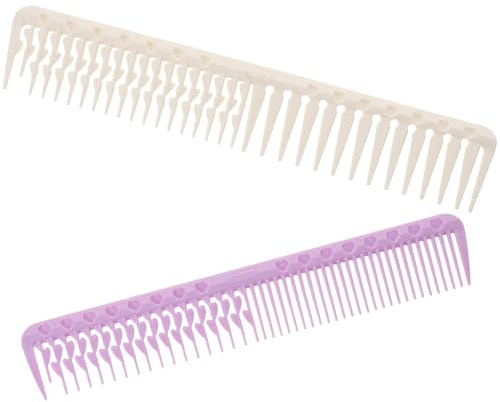 NIYANGLE Set 2 Pettini da Barbiere Professionali Doppia Dentatura Media e Grossa, Pettini per Chioma Resistenti in Materiale Spesso, Pettine da Taglio per Parrucchieri e Styling