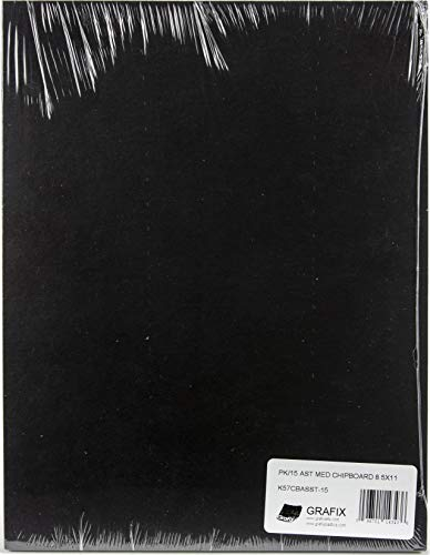 Grafix Medium Weight Chipboard Assorted 8.5x11 15/Pkg, Paper, Multicolor, 8.5x11x0.06