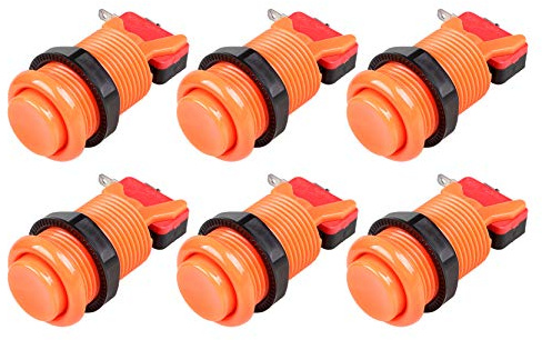 EG STARTS 6X American Style Standard Arcade Buttons Switchable Happ Type 30mm Push Button 3/16 Terminal for Jamma Mame Kit Parts (Orange)