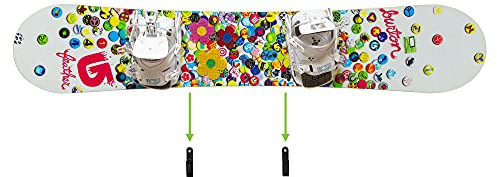 HIDEit Mounts HBoard - Horizontal Snowboard Wall Mount Clips - Black Steel and Rubber-Dipped Horizontal Snowboard Display Wall Mount for Adult and Youth Snowboards