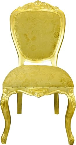 Casa Padrino Pompöös lyxig barock matsalsstol guldbukettmönster/guld – pompous barockstol designad av Harald Glööckler – barock matsalsmöbler