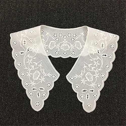 GIVBRO Spitzenkragen Fake Kragen Vintage Blumenstickerei Ausschnitt Hemd Blusenkleid Kragen für Frauen Damen Kleidung Stil 46