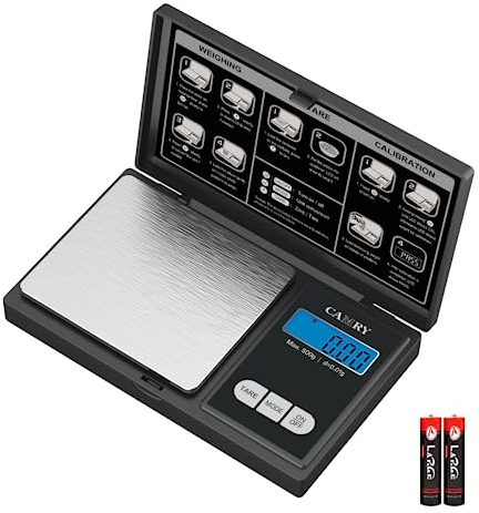 CAMRY Taschenwaage, 500g/0,01g Digitale Waage Feinwaage Digitalwaage Goldwaage Münzwaage Pulverwaage(Schwarz)