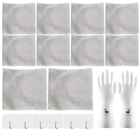 DSOPV Trapos para fregar platos, paño de limpieza de microfibra, trapos de alambre reutilizables, trapos de alambre multiusos, paños de cocina para cocina, baño, suelo, mesa, ventana, paquete de 10