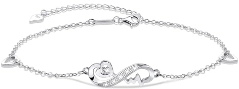Cheerslife Infinito Amore Cavigliera per Donna Argento Cavigliera Bracciale con Cuore Vuoto Estate Spiaggia Catena Piedi, Regolabile Cavigliera