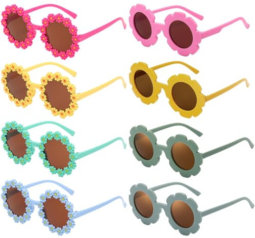 BDSHUNBF 8 Stück Kinder Sonnenbrille Kinder Kindersonnenbrille, Polarisierte Sonnenbrille UV400 Schutz, Blumen Geformt Brille für Jungen Mädchen Strandparty