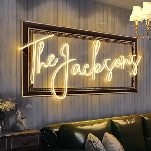 Neon Schild, Personalisiert LED Leuchtschilder, Customisable Wanddekoration Neonschilder für Bar Schlafzimmer Hochzeit Geburtstag Party Geschäft Salon Lichtzeichen 5V/12V Netzadapter