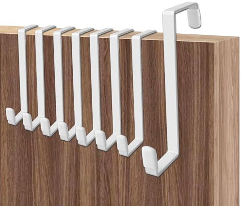 Pinrolla 10 PCS Over Door Hook Kit 【15cm Length】 Over The Door Hanger White Door Hangers for Clothes Coat Hooks for Back of Door Hanging Tools for Bedroom Bathroom Kitchen Dormitory