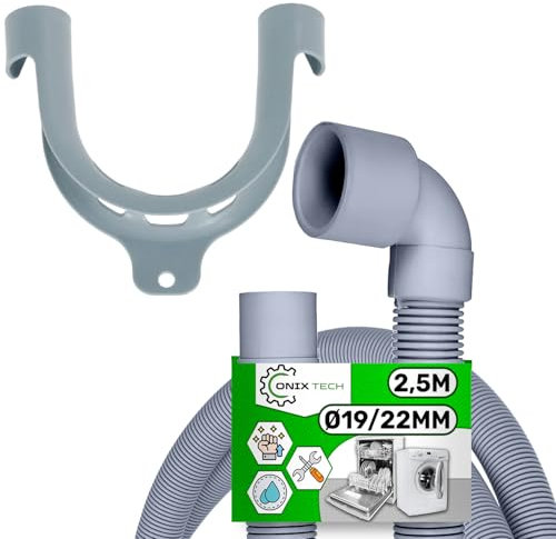 Tuyau Vidange Machine a Laver et Lave Vaisselle 2,5 m Ø 19/22 mm Droit et Angulaire - Garantie de 5 Ans - ONIX TECH