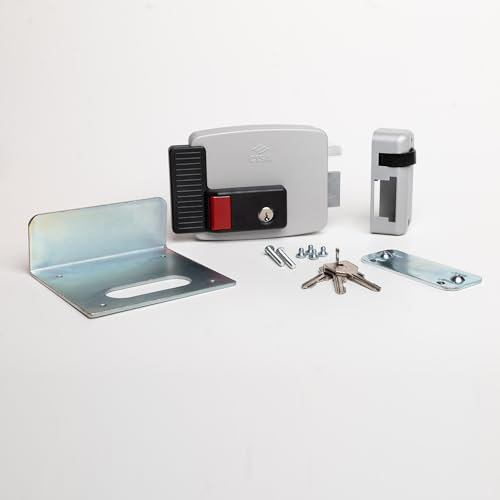CISA - Cerradura eléctrica para aplicar 111731801N7 - Cerradura eléctrica CISA con llave y botón interiores - Función parada de día - Cerradura puerta exterior entrada 80 regulable - mano derecha