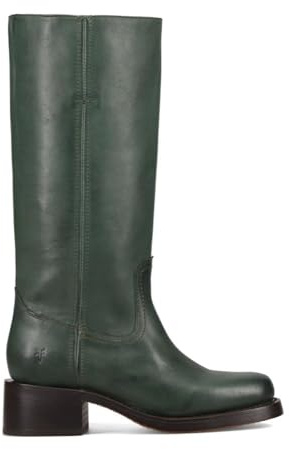 Frye Campus - Stivali alti da donna da 14 litri, realizzati in pelle Montana firmata con vera costruzione a filetto e tacco in pelle impilato, Foresta, 39 EU