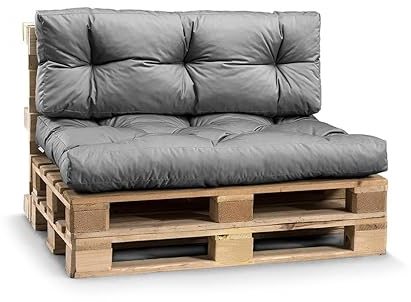 Gutekissen® Palettenkissen Wetterfest, Gartensofakissen, viele Farben und Größen PPI (Set (Sitzkissen 120x80 +Rückenlehne 120x40), Grau-wasserfestes)