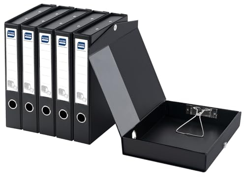 Hotyin A4 Box File 6 Pack - 50mm Spine - Box Files with Magnetic Closure & Clip, Foldable Document Organiser for Office, Home, School (Black)