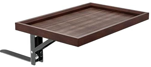 Mesita de noche plegable compacta de bambú, mesa de centro rectangular con soporte invisible, estante pequeño de 32 x 22 cm, elegante solución de almacenamiento, capacidad de 10 kg (acabado nogal)