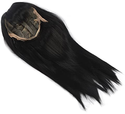 Bonbela Perruque Longue et Lisse pour Enfants, Cheveux Noirs Naturels avec Bretelles Réglables, pour Filles de 3 à 8 Ans, Fête Costumée D'halloween