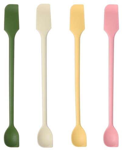 4 stycken mini silikonspatel, dubbelsidig liten skrapa, multifunktionell degskrapa kökskrapa silikon liten degskrapa smal återanvändbar omrörare för kök kosmetika glas sylt