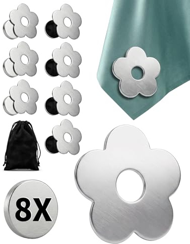LAOYE 8X Pinzas Sujeta Manteles de Mesa Exterior Pesas Manteles de Acero Inoxidable Extra Pesadas Clip magnético manteles Mesa (Flor)