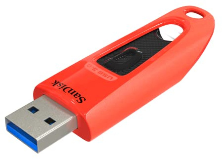 SanDisk Ultra USB 3.0 Flash- Laufwerk 64 GB (SecureAccess Software, Passwortschutz, Übertragungsgeschwindigkeit von bis zu 130 MB/s) Rot