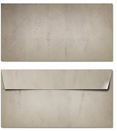 Partycards Briefumschläge ohne Fenster selbstklebend, 50 St. Bunt Grau Vintage, 100 Gr. M², 22 x 11 cm, farbige Briefumschläge, Umschlag DIN lang, Briefumschlag Kuvert Retro