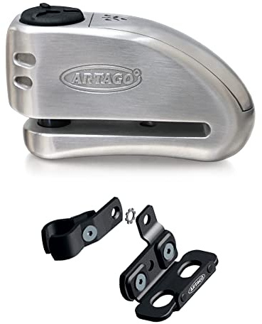 ARTAGO 32S5 Pack Bremsscheibenschloss mit Alarm 120db Hohe Sicherheit + Halterung für Ducati Monster Diavel, SRA Homologiert