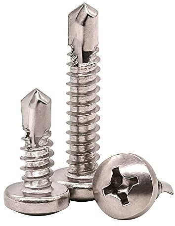 #10 x 3/4 Pan Head Self Drilling Screws, Phillips Drive, 410 Stainless Steel Sheet Metal Screws,Self Tapping, Dovetail, Pack of 100