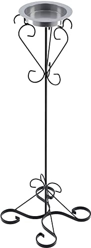 KADAX Cendrier sur pied pour l'extérieur, acier revętu par pulvérisation, tige de jardin, cendrier sur pied, cendrier résistant aux intempéries, design noir, Acier, Rétro, 40 x 40 x 85 cm