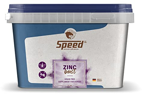 Speed Zinc Boost, 1500 g, para un Pelaje Brillante y una Piel Sana en Caballos, sin Cereales, Ideal para Cambiar el Pelo