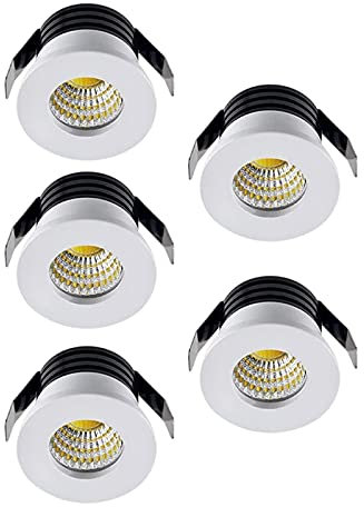 WMLBK Pack of 5 * 3W LED Recessed Ceiling Light Downlights Spotlight,LED Recessed Small Cabinet Mini Spot Lamp Ceiling Downlight Kit Fixture [Energy Class A+] (Warm Light)