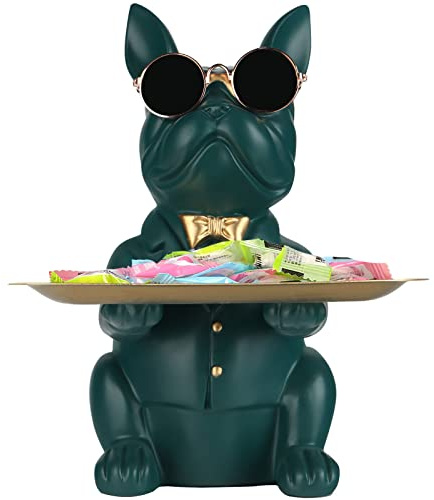 Modern dekor Bulldog bricka staty för varvning nyckelhållare godis smycken örhängen bricka lämplig för heminredning modern konst matbord dekor kontor litet objekt