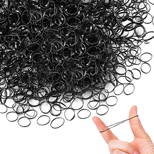 Elastique Noir,Mini Élastiques,300 Pièces Noir Elastique,Petit elastique cheveux Petits elastiques cheveux pour les Cheveux des Enfants, Petites Dreadlocks, Coiffure de Mariage et Plus.
