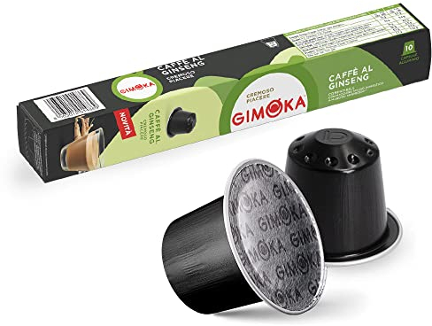 Gimoka Goût CAFÉ AU GINSENG - 100 Capsules Aluminium - Compatibles avec les machines à café à usage domestique Nespresso* - Produit en Italie (lot de 10 x 10)