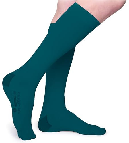 FitLegs - Open-Toe Compression Stocking - 18mmHg AES DVT Prevention - Below Knee, Medium, Green