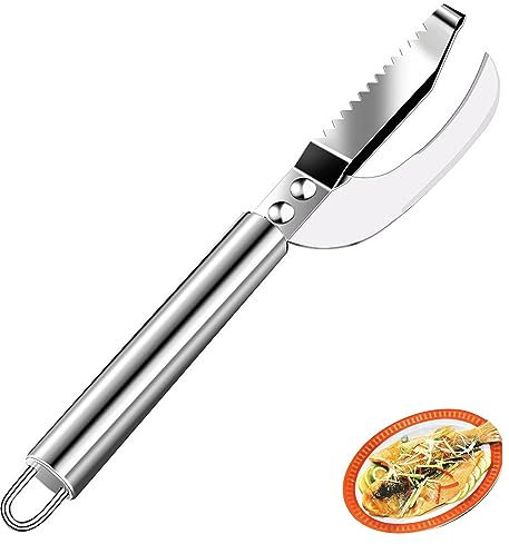 Little Syohe Edelstahl Fischschuppenmesser, Flugzeug Fisch Maw Messer, Entkalkung gebrochener Bauch, Multi-Use Zwei-in-1-Fischschuppenschaber, zum Fischschuppenmesser, Töten von Fischwerkzeugen