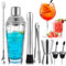 PIWOSGOL 7 Piezas Juego de Coctelera de Vidrio, 400ml Kit de Barman, Set de Coctelera para Cócteles, Cocktail Kit Profesional, Coctelería Kit con Doble Jigger, Juego de Barman para Hogar, Bar, Fiesta