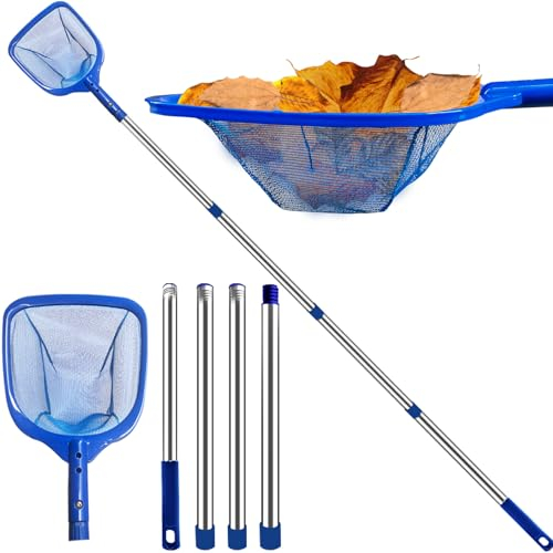 4BAOHUI Épuisette Piscine 200 cm, Epuisette Piscine Fond avec Manche Télescopique, Kit Nettoyage Piscine Maille Réglable, Nettoyage Piscine pour Piscines, Fontaine, Étang