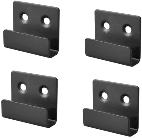 Leliafleury 4Pcs Ceramic Tile Display Bracket Stainless Steel Wall Hooks Flat J Hooks Black Picture Hanger Brackets for Home Kitchen Bathroom (Inner Width 20mm)
