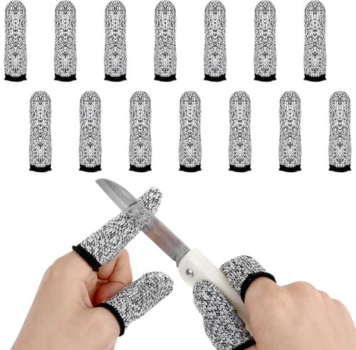 Ymapinc 14 Stück Fingerlinge Schnittfeste Atmungsaktive Fingerlinge Schnittfest Wiederverwendbarer Fingerschutz für Schneiden Skulptur Küche Gartenarbeit