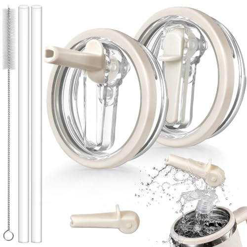 ANTAND Paquete de 2 tapas desmontables con popote de repuesto de 1,134 g para Stanley Quencher H2.0 ProTour | Accesorios de taza Stanley, tapa abatible, limpieza profunda, a prueba de fugas, a prueba