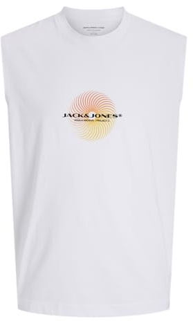 JACK & JONES Jcocalma SL tee Crew Neck para Hombre, Blanco Brillante, S