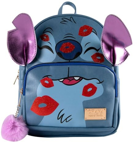Cerdà Disney Lilo und Stitch Rucksack - Kunstleder - Stitch-Motiv Küsschen - Blau