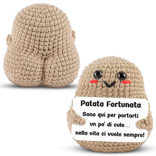 WELCOMAT Patata Portafortuna, Positive Potato, Regalo Simpatici, Idee Regalo per Famiglia, Amici, Colleghi, Mini Peluche, Gadget Scrivania, Forma di Culo