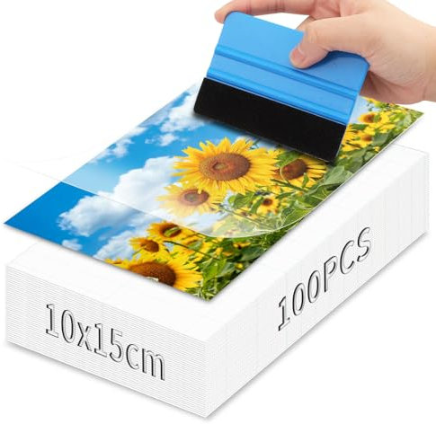 Mbsomnus 100 Stück Selbstklebende Laminierfolien A6 Kaltlaminierfolie Ultraschallbilder 10.4x15.4cm Kalt Laminierfolien für Ultraschallbilder Transparente für Foto Keine Maschine Erforderlich