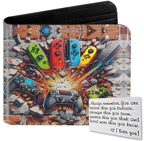 Roacap Kids Wallet for Boys, Cool Wallets for Teen Son Ages 4 5 6 7 8 9 10 11 12 13 14 15 16, Leather Bifold Purse for Kid, Christmas Birthday Gift for Video Game Gaming Gamer Teenage