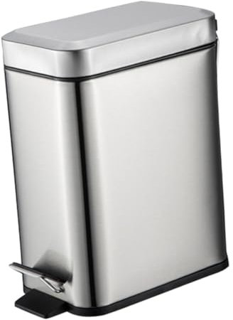 TEMPNAP Stainless Steel Pedal Bin Silent Lid Design for Kitchen Office Bathroom Hotel Garbage Storage Container Edges Easy Access Waste