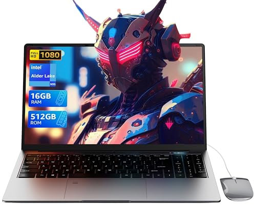 LEEDOW 15.6 Laptop - 16GB RAM 512GB SSD PC Laptop, Quad-Core N95 Processor Up to 3.1GHz, Computers with USB3.0,Ethernet port,Touch ID, WiFi, BT4.2, for Students/Business