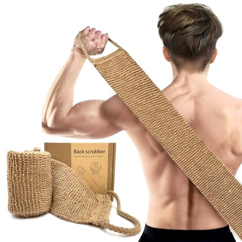 Extra Rough Exfoliating Back Scrubber,Natural Body Exfoliator for Workers Athletes and Men.Hygienic Loofah for Long Durable Daily Deep Cleansing