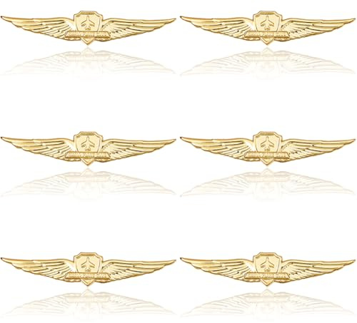 DICOSMETIC 4 Pezzi Spille Ali Metalliche Pin Ali da Pilota Pin Dorato da Pilota Spilla Aeronautica Militare Senior Ali da Pilota Distintivo Ali Pilota Costume Spilla da Risvolto Per Cappello Camicia