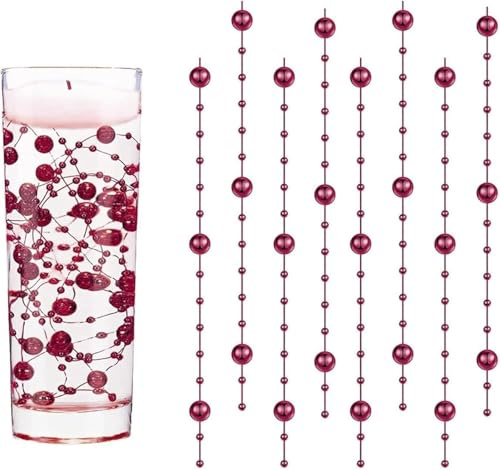 LuyoNova 20 Piezas Perlas Flotantes Velas Decorativas borgoña Cuerdas Velas Flotantes Para Agua Perlas Imitación Flotantes Jarron para Boda Decoración Centro de Mesa Celebraciones Decoración del Hogar