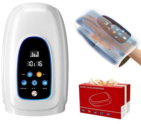 Masajeador de Manos Eléctrico, Masajeador de Manos Inalámbrico con Calor y Compresión, 3 Modos 5 Niveles, Masajeador de Manos Eléctricos Inalámbrico para el Dolor, la Circulación