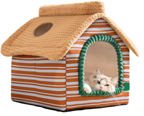 Kitten Bed - Plush Warm Sleeping Place For Cats With Top Window | For Kitten Puppy Winter Sleeping Home Decor Bedroom Living Room Balcony Dorm Apartment - Rabbits-Shaped Small Dog Cave